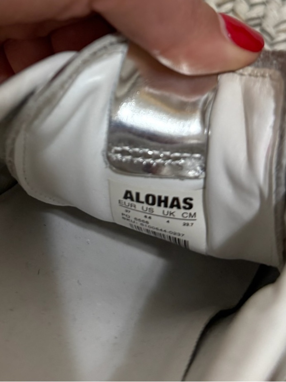 ALOHAS TB.490 Rife Shimmer Metallic Leather Sneakers in Silver Cream - Picture 12 of 12